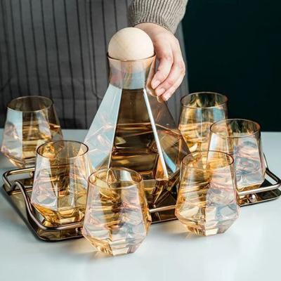 7 pcs Diamond Shaped  Glassware Set