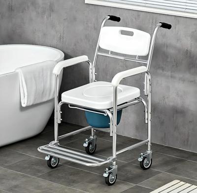 Mobile Shower Toilet Commode Chair Bathroom Bedside Footrest Wheelchair – Mobility Delivery