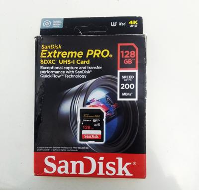 SanDisk Extreme Pro Memory Card 128 GB Speed Up to 200 MB/s