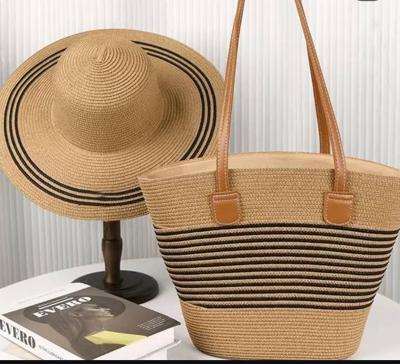 Summer straw bag with hat