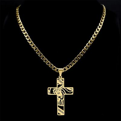 gold christ necklace/ወርቃማ ሀብል
