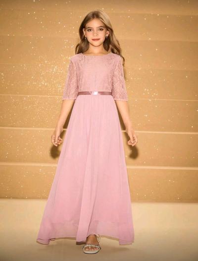 Elegant Pink Lace Gown