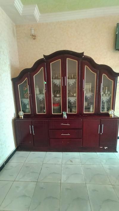 Elegant Wooden Glass-Door Cabinet with Storage Drawers