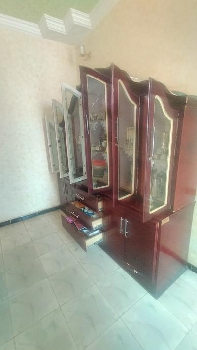 Elegant Wooden Glass-Door Cabinet with Storage Drawers